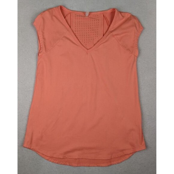 MTA SPORT - WOMEN'S CORAL ORANGE CAP SLEEVE ATHLETIC TOP - SIZE S - Picture 2 of 7